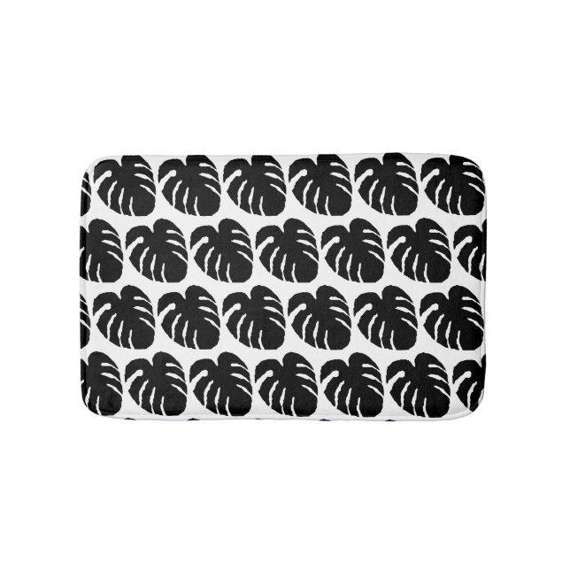 Tapis De Bain Feuillage En Bois Vert Et Noir Et Blanc (Devant)