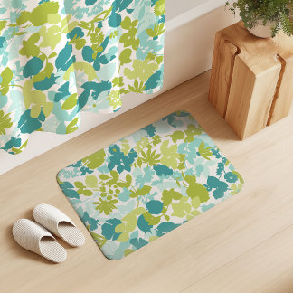 Tapis De Bain Feuillage Pomme Vert Turquoise Bleu Aqua
