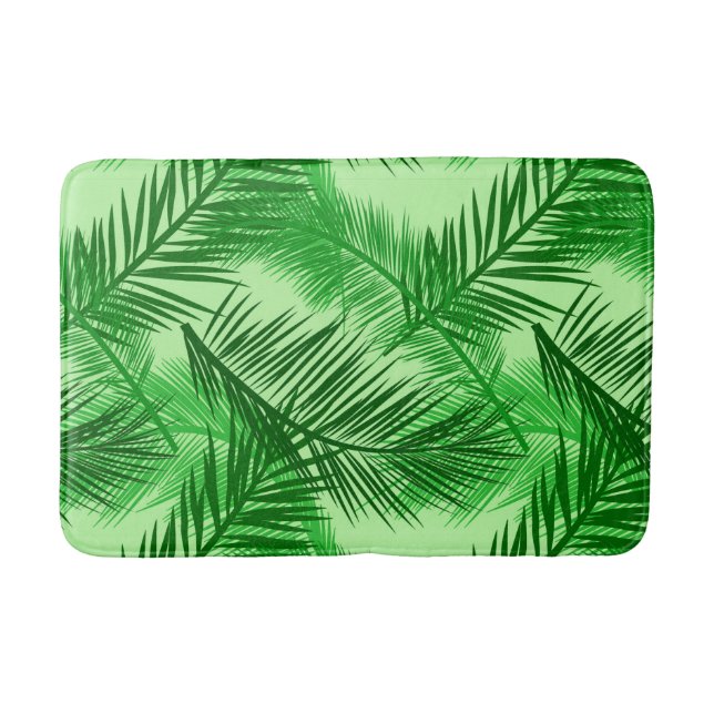 Tapis De Bain Feuille de palme Impression, émeraude et vert citr (Devant)