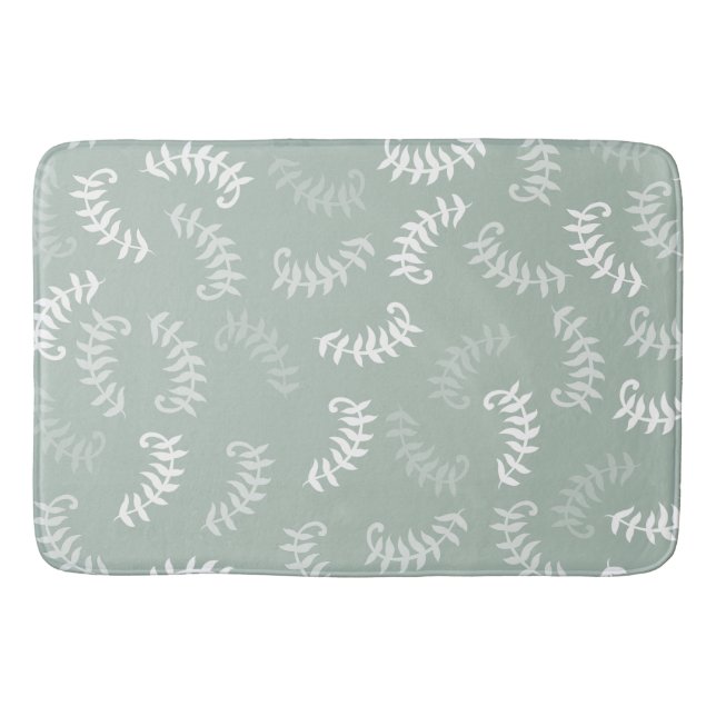 Tapis De Bain Feuilles botaniques verts turquoises (Devant)