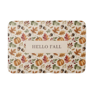 Tapis De Bain Feuilles d'aquarelle orange d'automne
