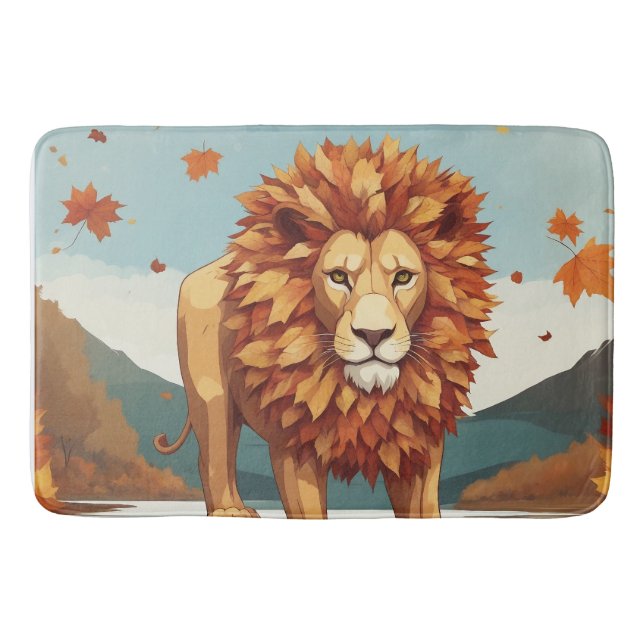 Tapis De Bain Feuilles d'automne Lion mâle (Devant)