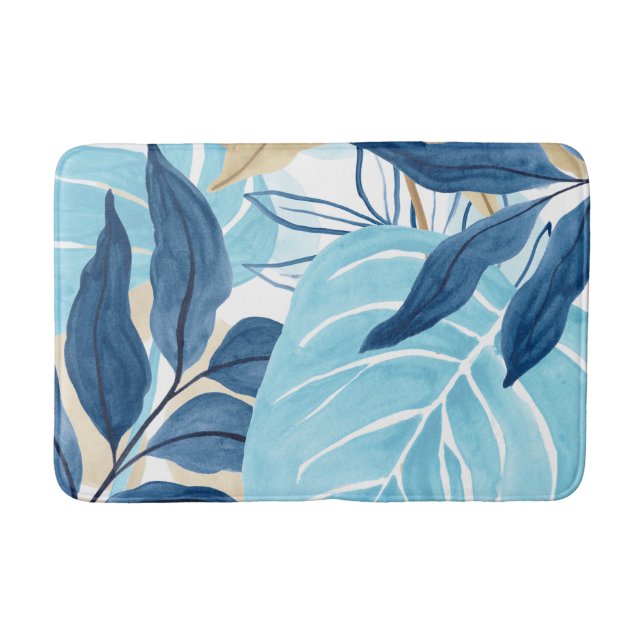 Tapis De Bain Feuilles de la Jungle Bleue (Devant)
