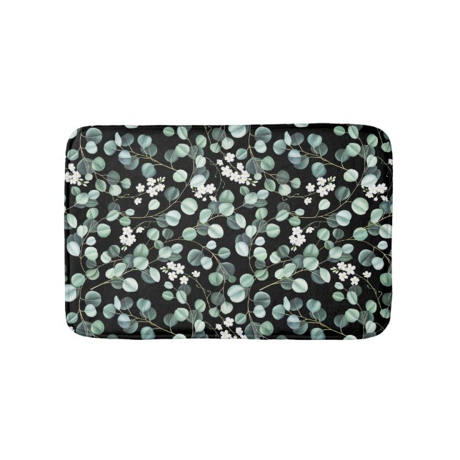 Tapis De Bain Feuilles de l'Eucalyptus : Motif de fleurs blanche (Devant)