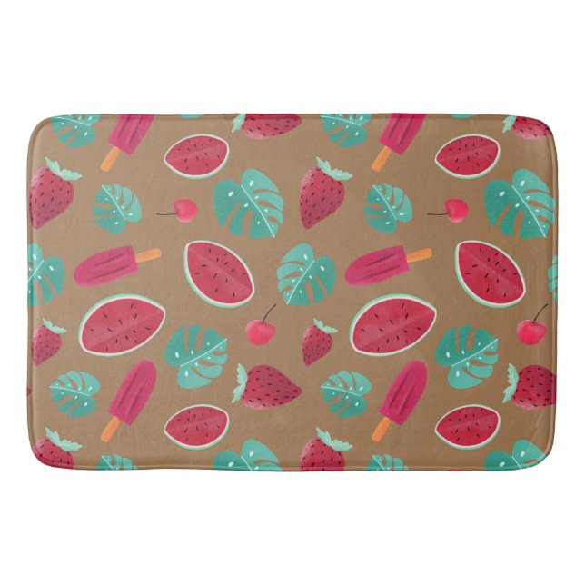 Tapis De Bain Feuilles de pavot, cerise, fraise et pastèque (Devant)
