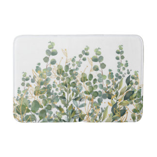 Tapis De Bain Feuilles D'Eucalyptus Botanique Or Et Vert