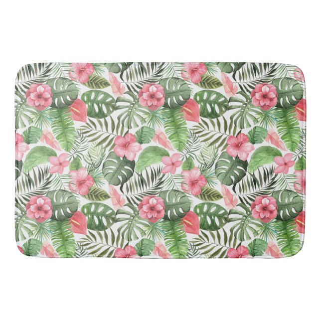 Tapis De Bain Feuilles et fleurs tropicaux (Devant)