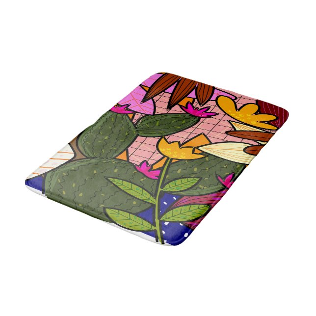Tapis De Bain feuilles tropicaux Abstraits et fleurs (Angle)