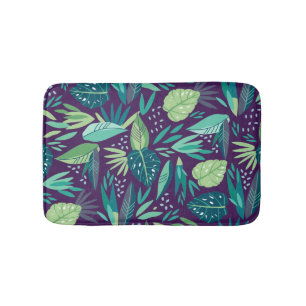 Tapis De Bain Feuilles vertes botaniques modernes Motif sans cou