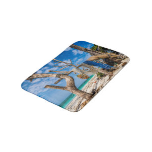 Tapis De Bain Filets de pêche séchant sur la plage