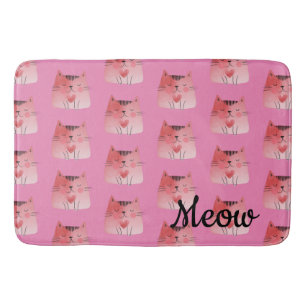 Tapis De Bain Fille Chats Coeur Rose