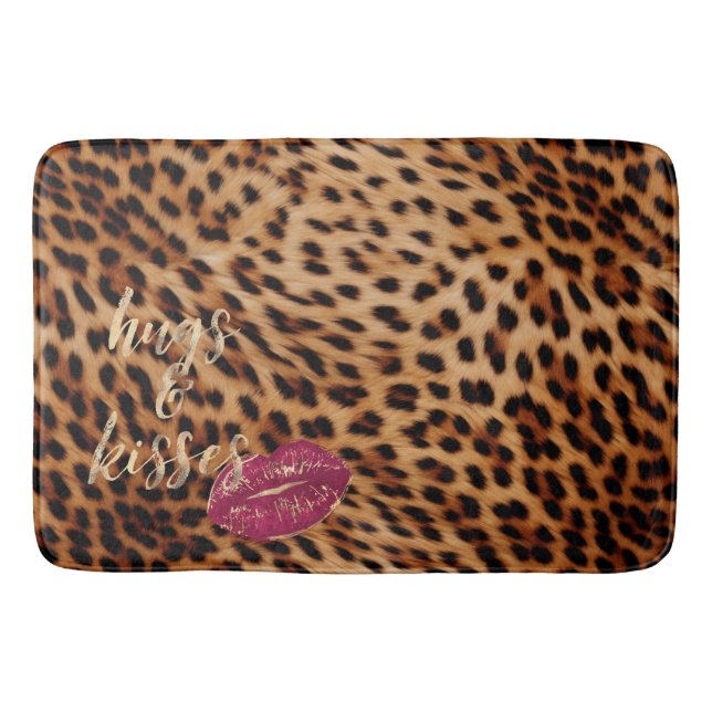 Tapis De Bain Fille Glam Leopard Hugs & Kisses Lips (Devant)