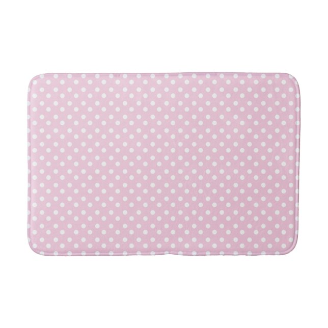 Tapis De Bain Fille Pastel rose avec Pois blancs (Devant)
