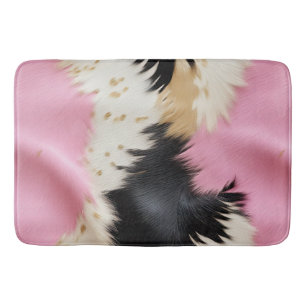 Tapis De Bain Fille Rose Noir Blanc Or Cowhide