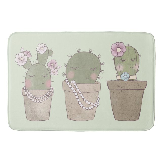 Tapis De Bain Filles Cactus mignonnes Portant Des Bijoux (Devant)