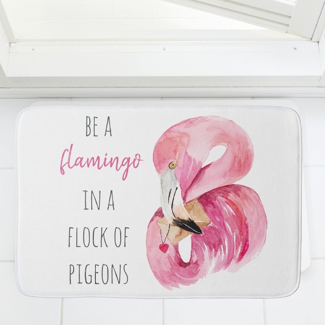 Tapis De Bain Flamant rose Aquarelle Exotique Rose Moderne Avec  (Créateur téléchargé)