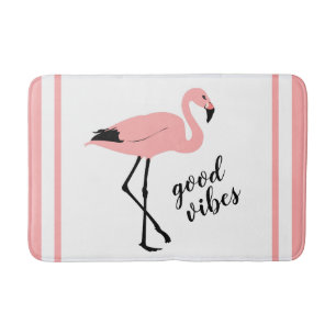 Tapis De Bain Flamant rose Good Vibes Rose Noir Cute Mat Bain