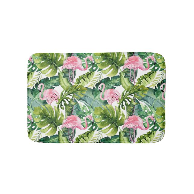 Tapis De Bain Flamant rose rose Feuille Jungle (Devant)