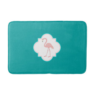 Tapis De Bain Flamant rose rose sur Turquoise