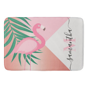 Tapis De Bain Flamant rose rose tropical