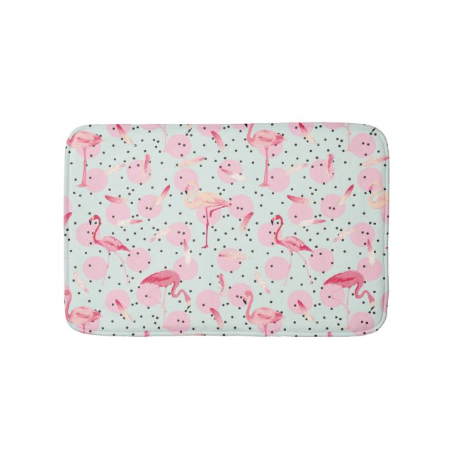 Tapis De Bain Flamant rose Sur Les Pois (Devant)
