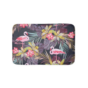 Tapis De Bain Flamant rose Tropical : Motif sans couture d'été