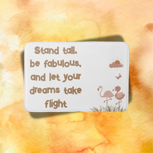 Tapis De Bain Flamant rose Whimsical Boho Monogrammé | (Créateur téléchargé)