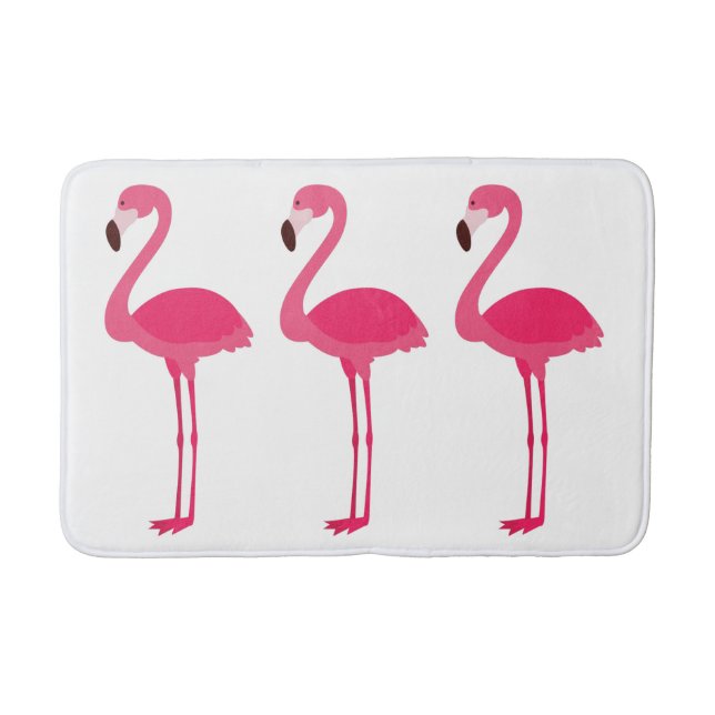 Tapis De Bain Flamants roses rose tropicale sur blanc (Devant)