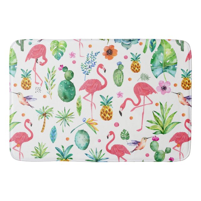 Tapis De Bain Flamants roses roses mignons et Motif de fleurs tr (Devant)