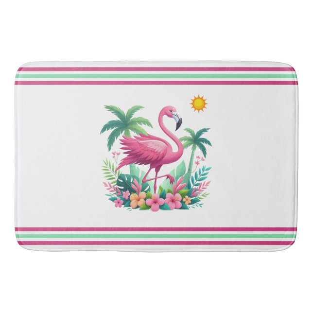 Tapis De Bain Flamingo rose tropicale/Floride (Devant)