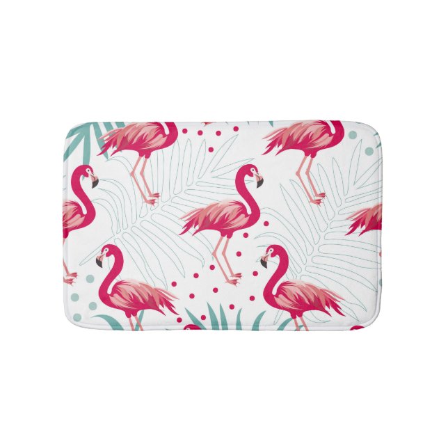 Tapis De Bain Flamingo tropical et feuille, motif d'été. (Devant)