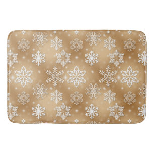 Tapis De Bain Flammes De Neige D'Hiver Sur Or