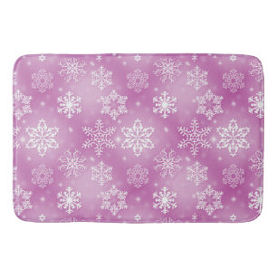 Tapis De Bain Flammes De Neige D'Hiver Sur Rose