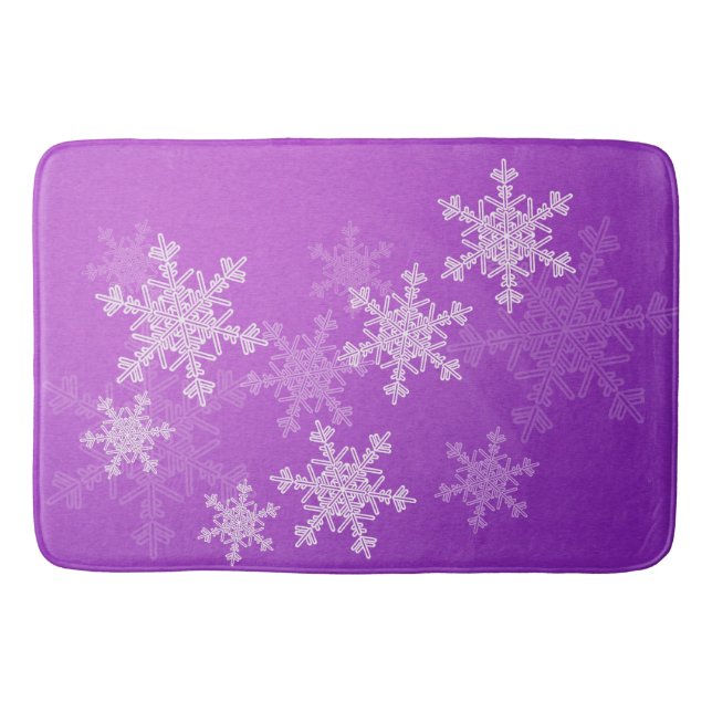 Tapis De Bain Flammes de neige violettes blanches Noël minimalis (Devant)