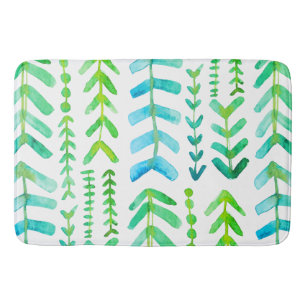 Tapis De Bain Flèches aquarelle Motif géométrique Vert bleu