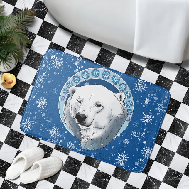 Tapis De Bain Flèches de neige Ours Polaire Art Nouveau (Créateur téléchargé)