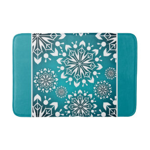 Tapis De Bain Flèches Turquoises et blanches en hiver