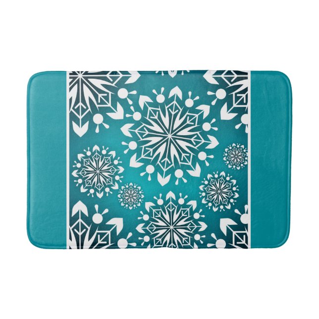Tapis De Bain Flèches Turquoises et blanches en hiver (Devant)
