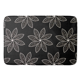 Tapis De Bain Fleur blanche Motif sur noir