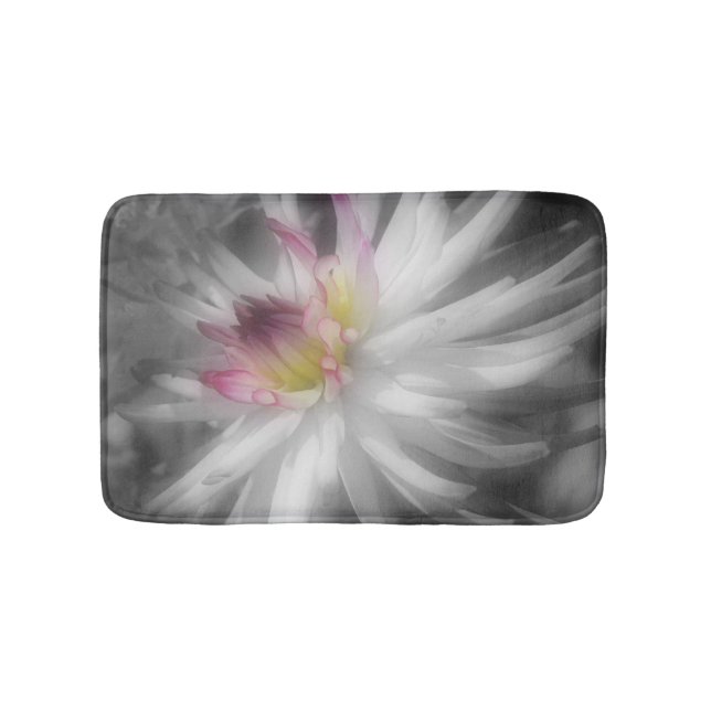 Tapis De Bain Fleur Dahlia Avec Une Touche De Couleur (Devant)