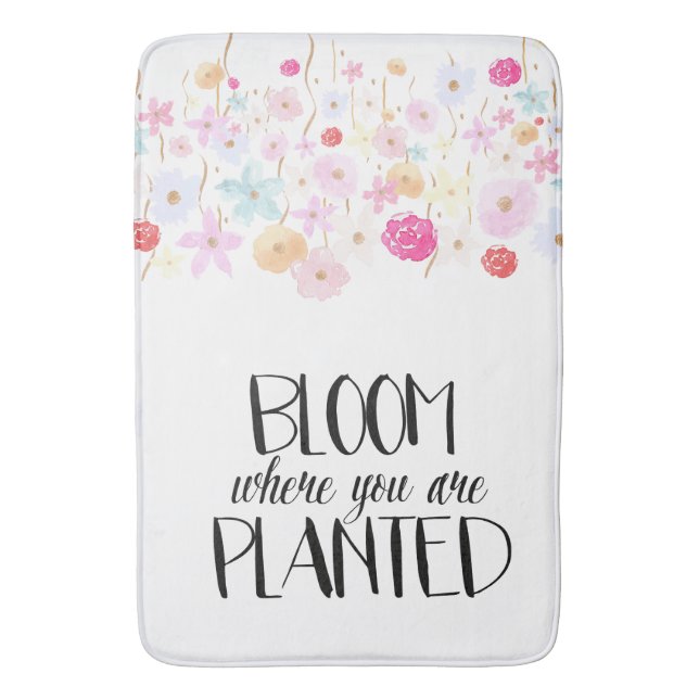 Tapis De Bain Fleur D'Aquarelle Où Vous Êtes Plantés (devant Vertical)