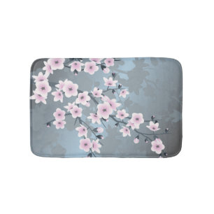Tapis De Bain Fleur de cerisier rose rose gris rose