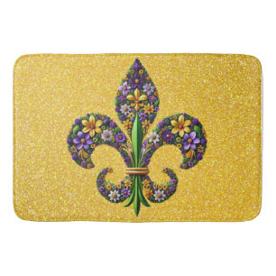 Tapis De Bain Fleur de lis Floral Mardi Gras