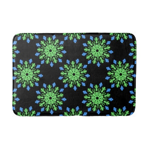 Tapis De Bain Fleur de néon vert et bleu