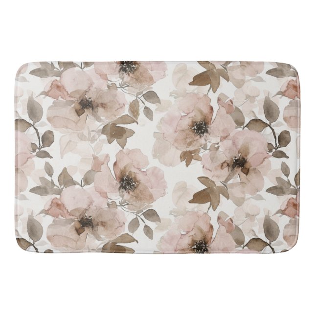 Tapis De Bain Fleur de Sud-Ouest Brun Rose (Devant)