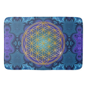 Tapis De Bain Fleur de vie - or - fractale 1