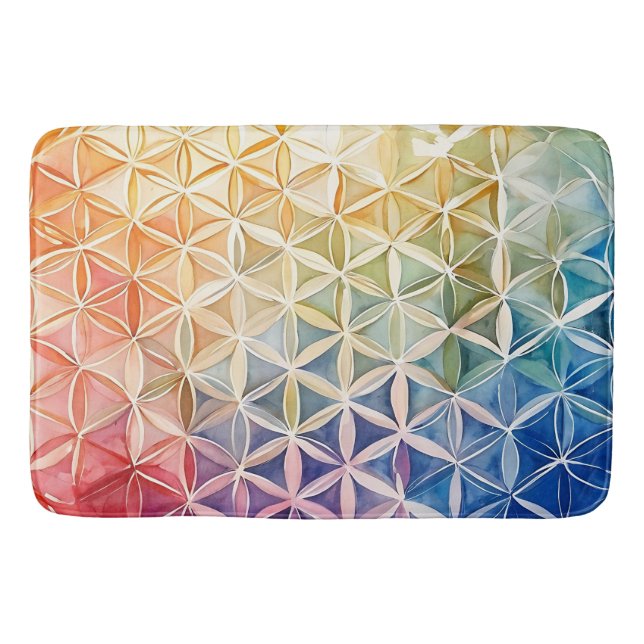 Tapis De Bain Fleur de vie - Peinture aquarelle (Devant)
