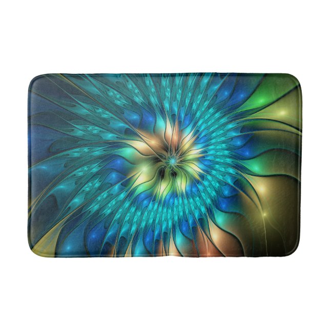 Tapis De Bain Fleur d'Imaginaire lumineux, Fractale Abstraite co (Devant)
