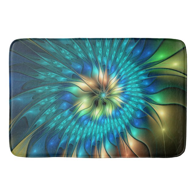 Tapis De Bain Fleur d'Imaginaire lumineux, Fractale Abstraite co (Devant)