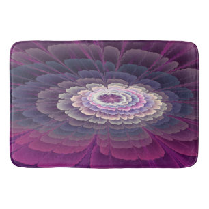 Tapis De Bain Fleur frappante abstraite fractale couleur rose